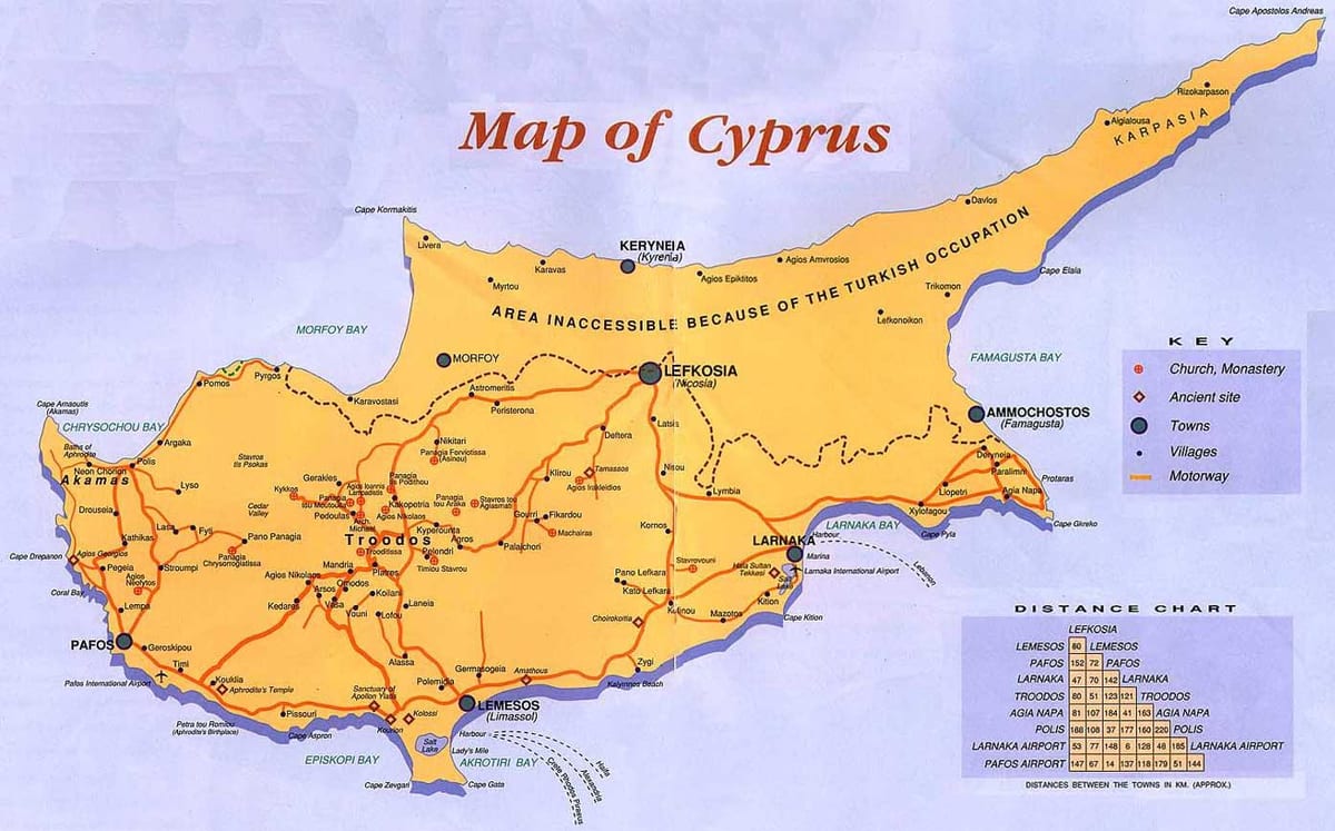 Mapa de Chipre aldeas
