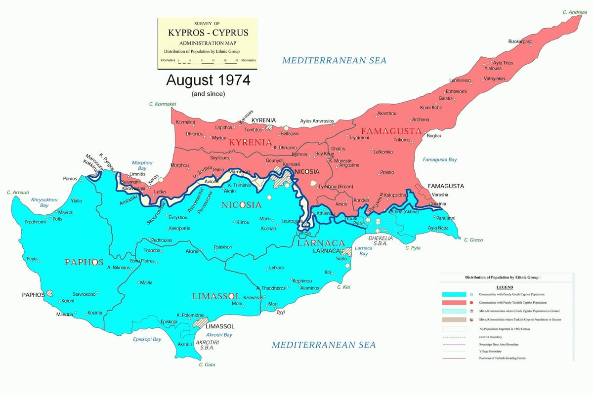 Mapa da división de Chipre
