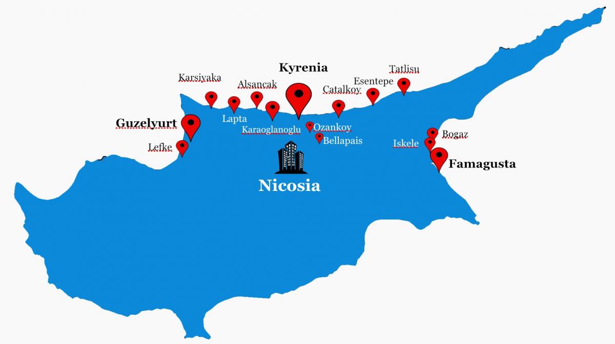 Chipre do norte estrada mapa