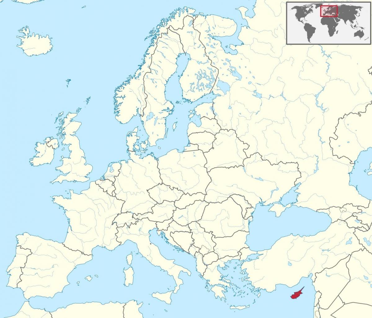 mapa do mundo mostrando Chipre