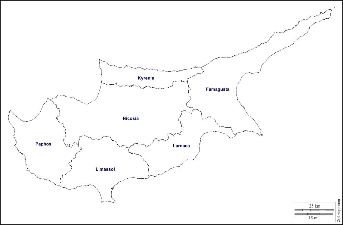 Mapa de Chipre contorno