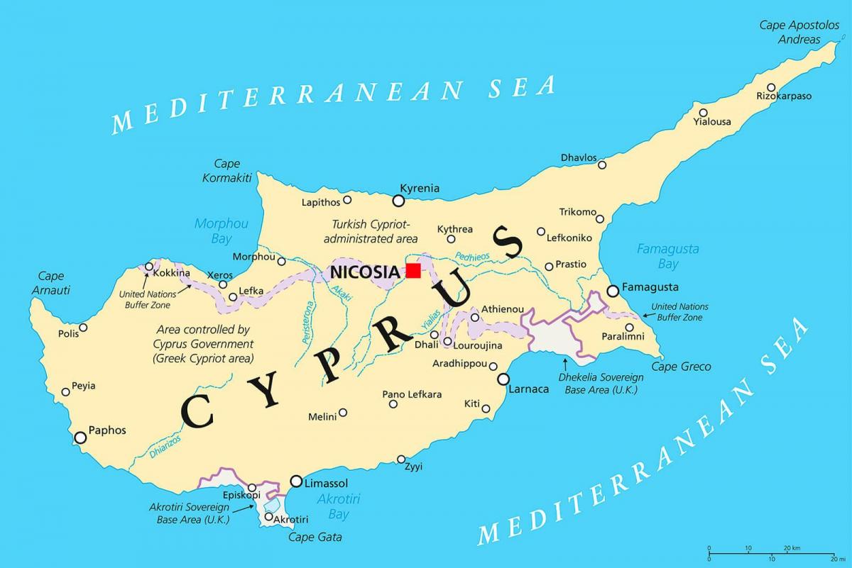 mapa mostrando Chipre