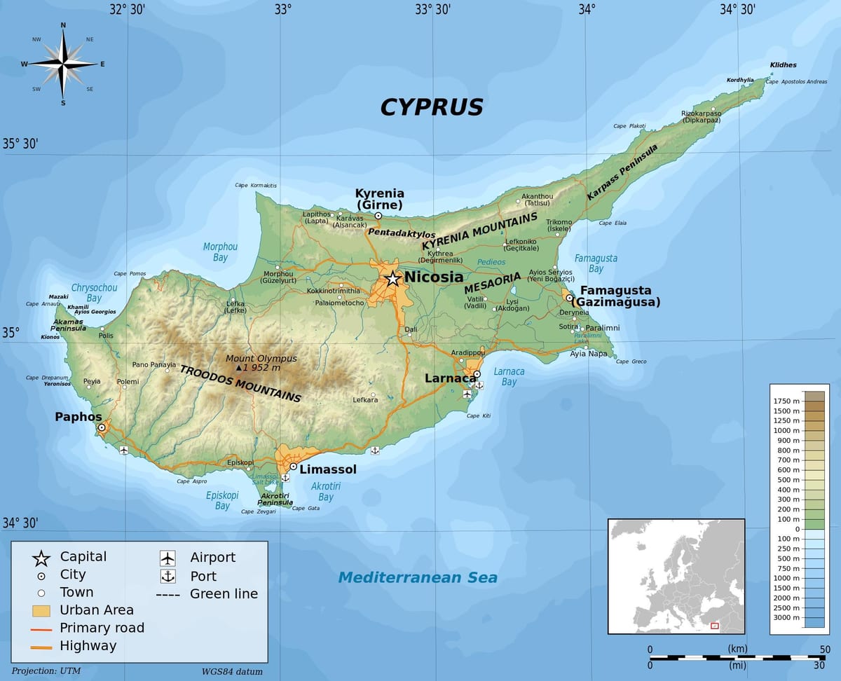 Chipre xeografía mapa
