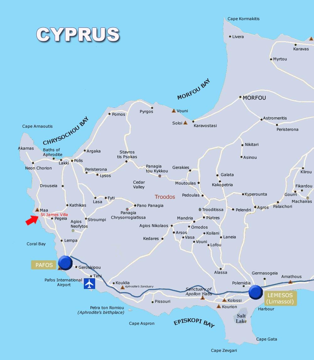 Mapa de coral bay Chipre