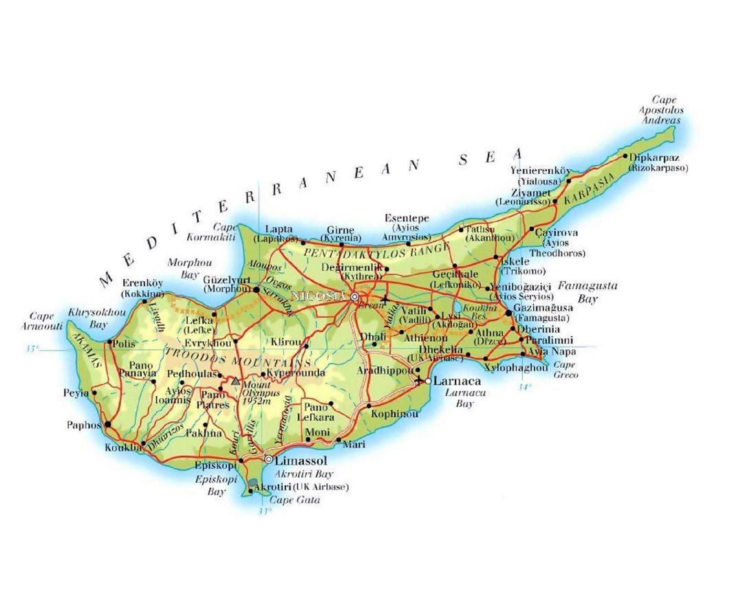 mapa de lapta norte de Chipre