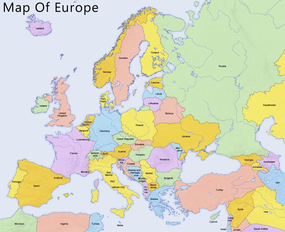 Mapa de Chipre e os países veciños