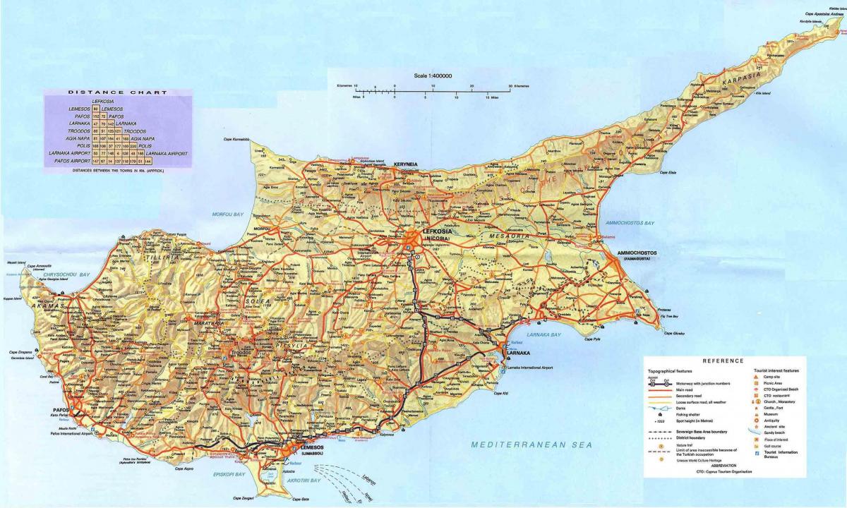 mapa de Chipre resorts de vacacións