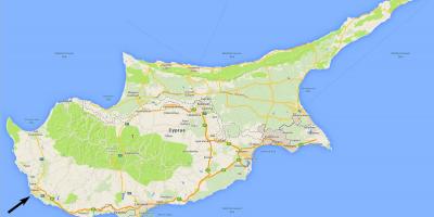 Mapa de Chipre mostrando aeroportos