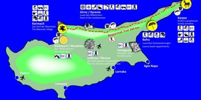 Chipre rutas de sendeirismo mapa