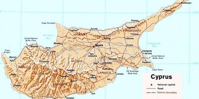 Chipre estrada mapa en liña