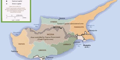 Mapa de Chipre fronteira