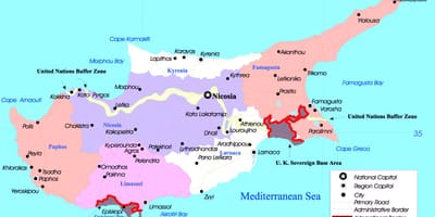 Mapa de Chipre política