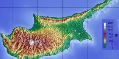 Mapa de Chipre montañas