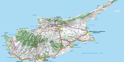 Mapa de Chipre puntos de paso de fronteira