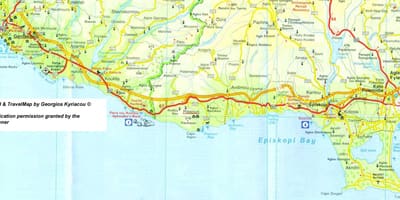 Mapa de pissouri praia de Chipre 
