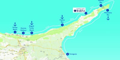 Mapa de tartaruga praia de Chipre